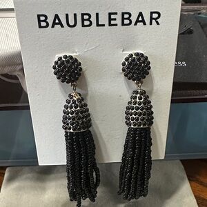 BaubleBar Midnight Black Tassel Earrings